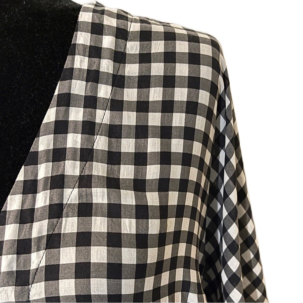 Express Gingham Button Down Front Tie Crop Top - image 3